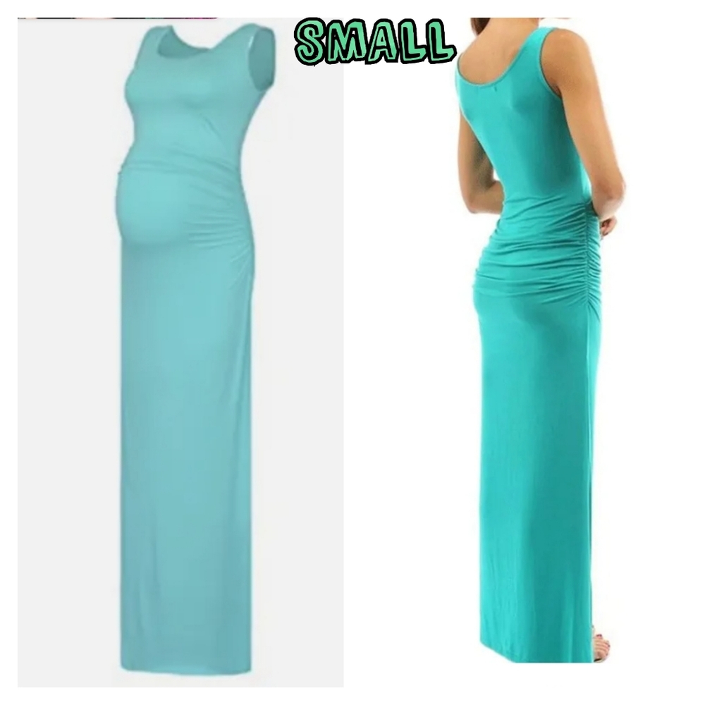 New Black Cherry Maxi Maternity Dress Turquoise Sleeveless Women Small Bodycon